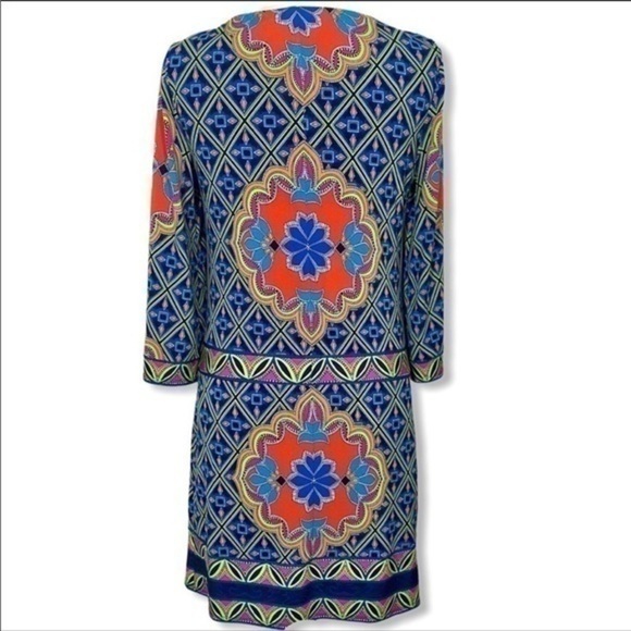 Laundry by Shelli Segal multicolor Moroccan print jersey Shift dress size S - Picture 4 of 11